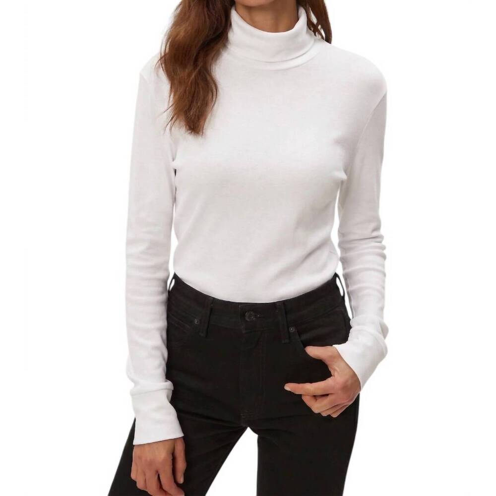 NEW MICHAEL STARS jolene supima turtleneck top in white